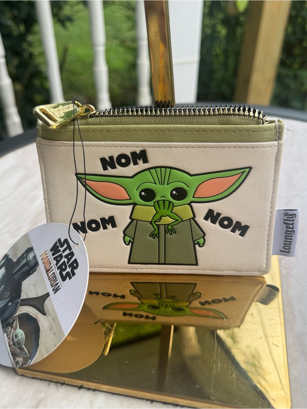 Loungefly Star Wars Grogu Mini Cardholder in Cream and Light Green